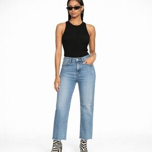 J. Crew Essential Straight Midrise Casual Ankle Raw Hem Distressed‎ Jeans 26P